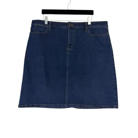 Talbots Medium Wash Denim Mini Skirt Blue High Rise Stretch Women's Size 16 - Picture 1 of 4